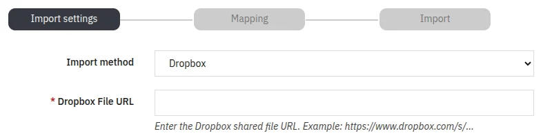 Dropbox Import Method