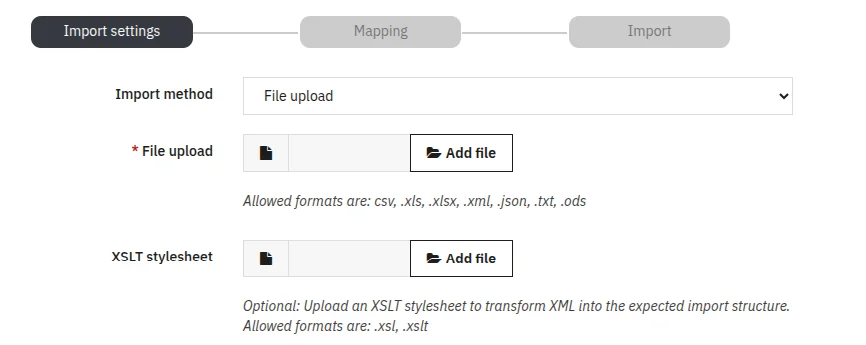 File Upload Import Method