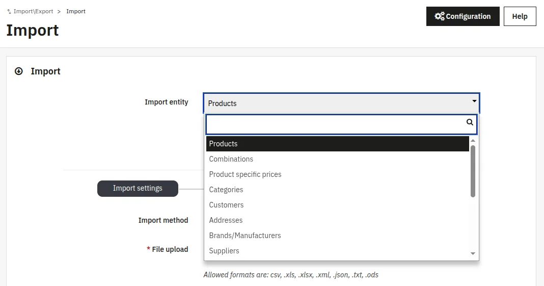 Import Entities