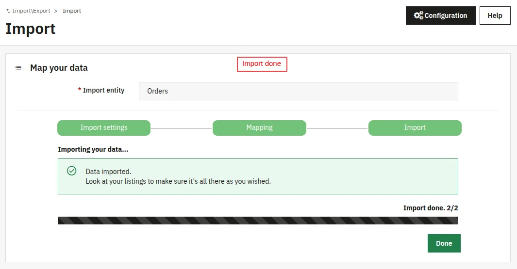 orders imported