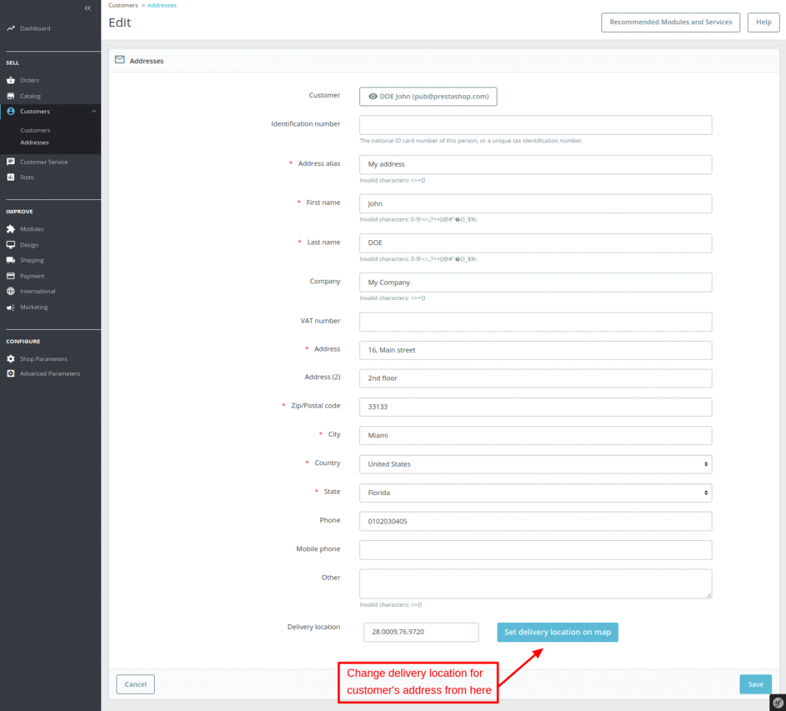 Change-delivery-location-for-customer-address