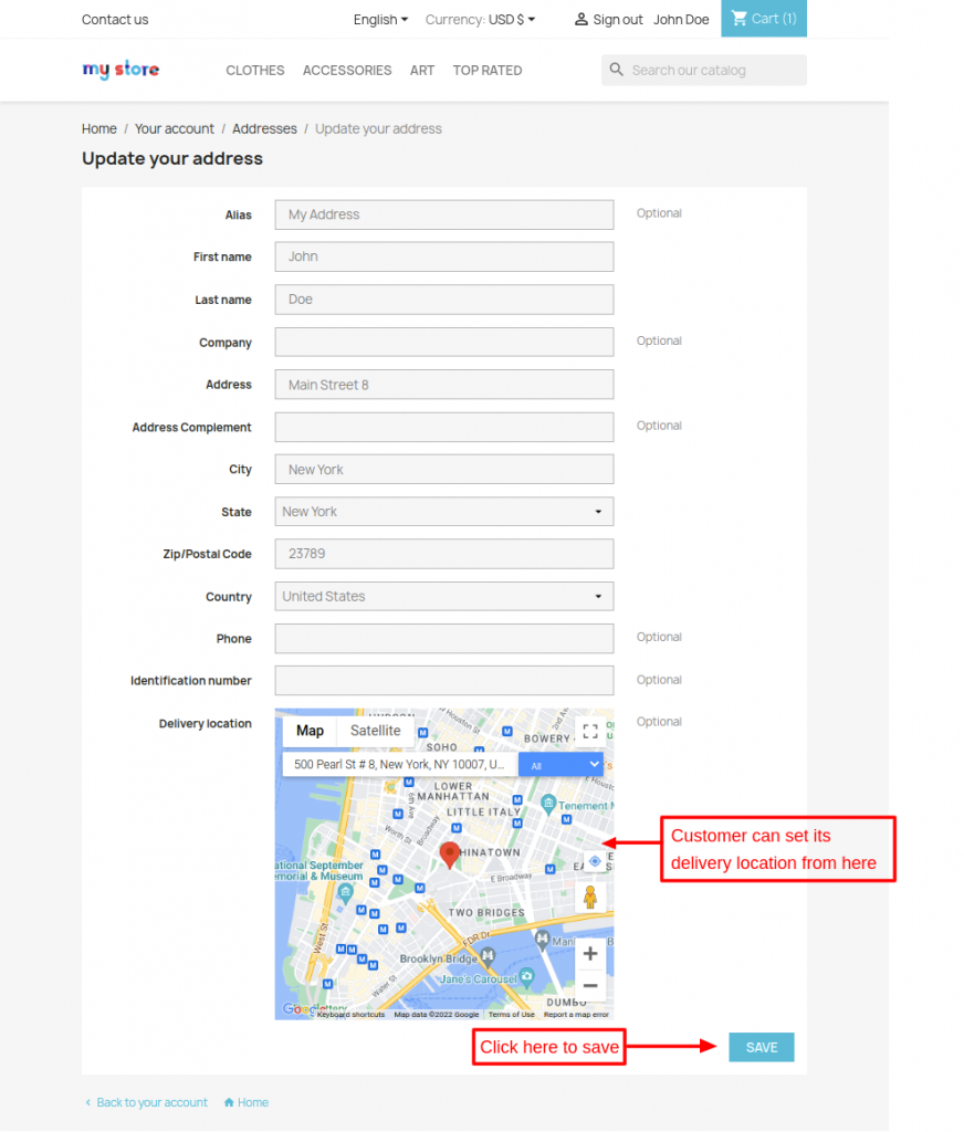Save-delivery-location