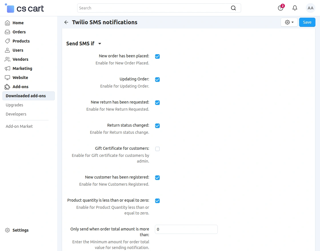 cs-cart-sms-configuration