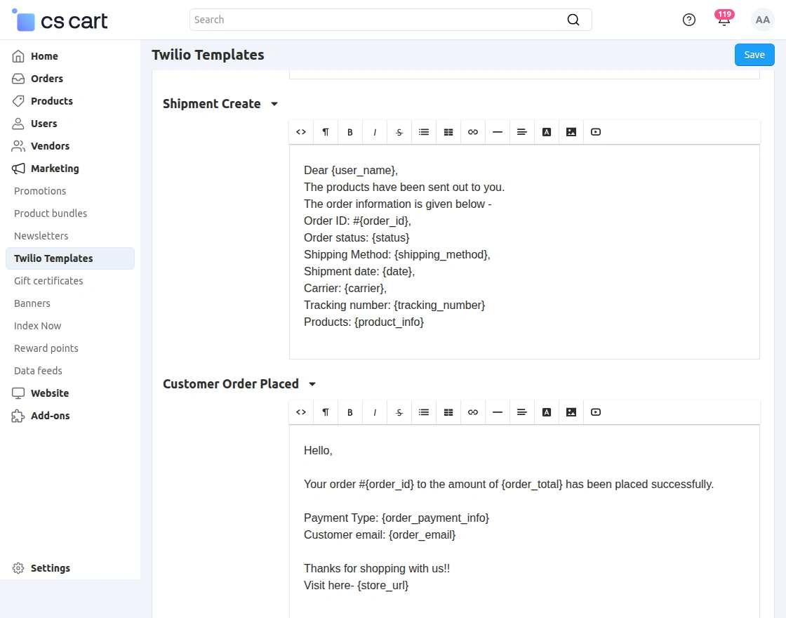 cs-cart-twilio-templates-shipments