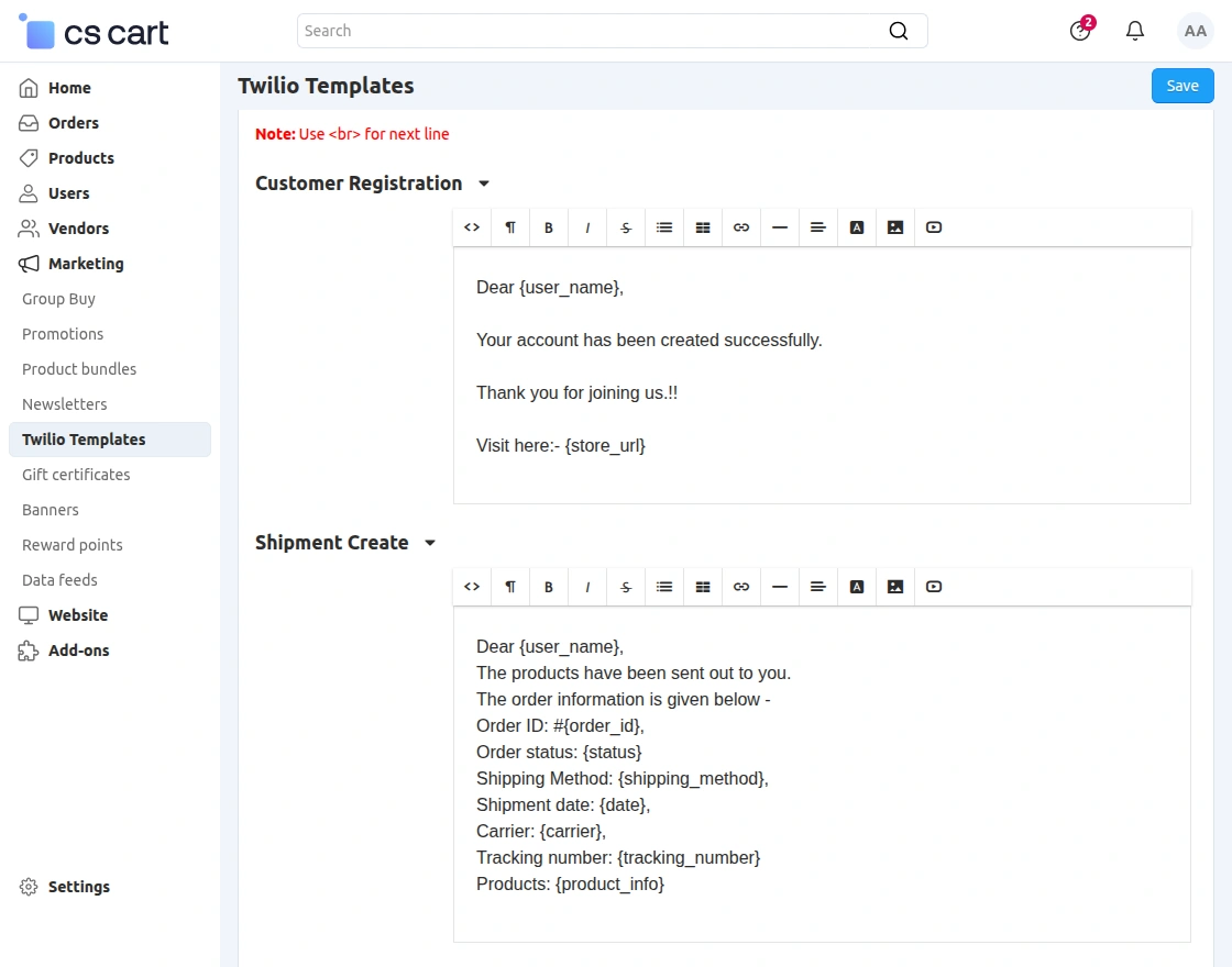 cs-cart-twilio-templates