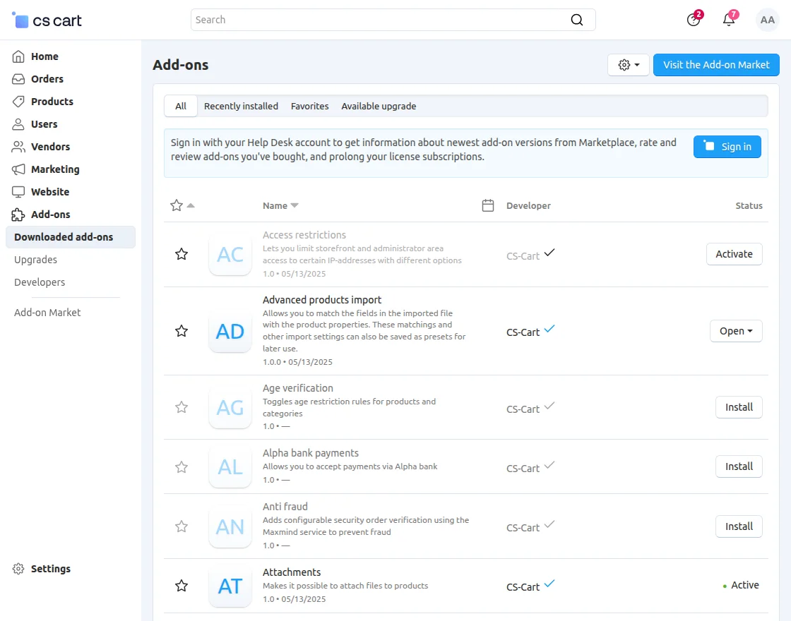 CS-Cart QuickBooks Connector addon