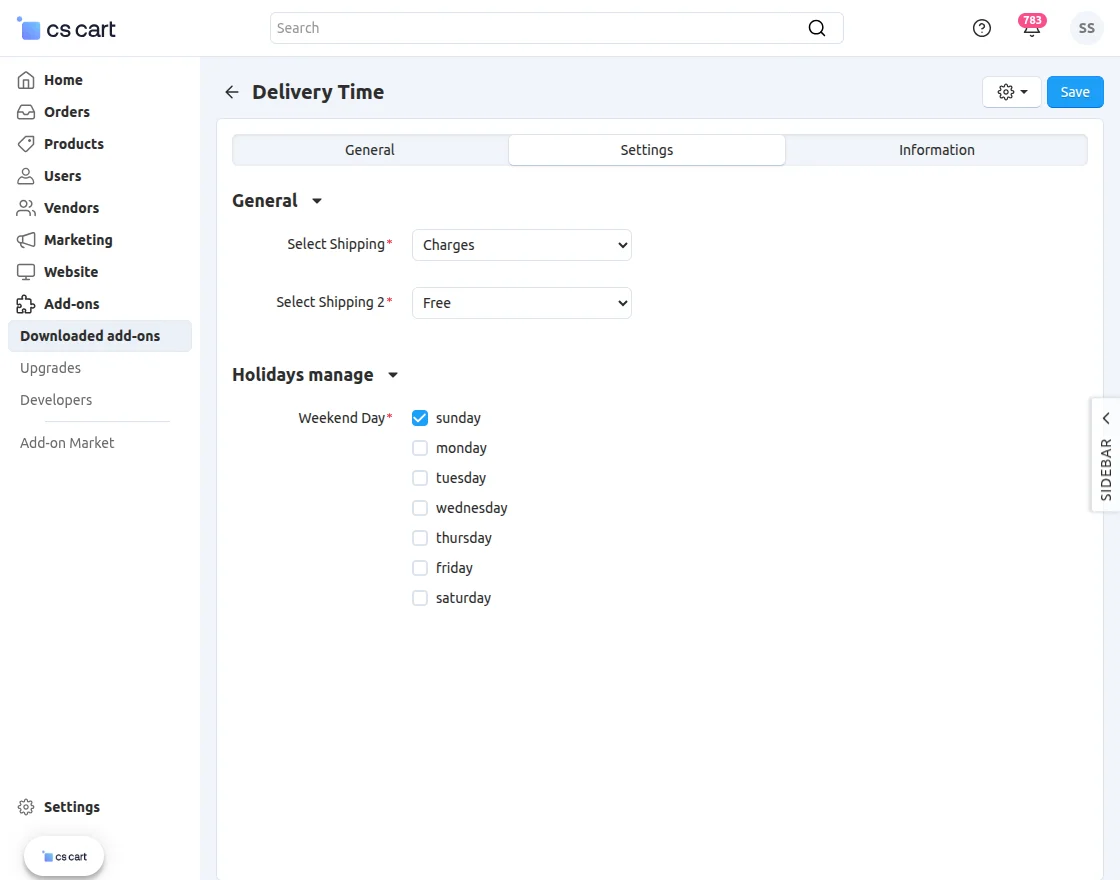 Delivery Time Configuration