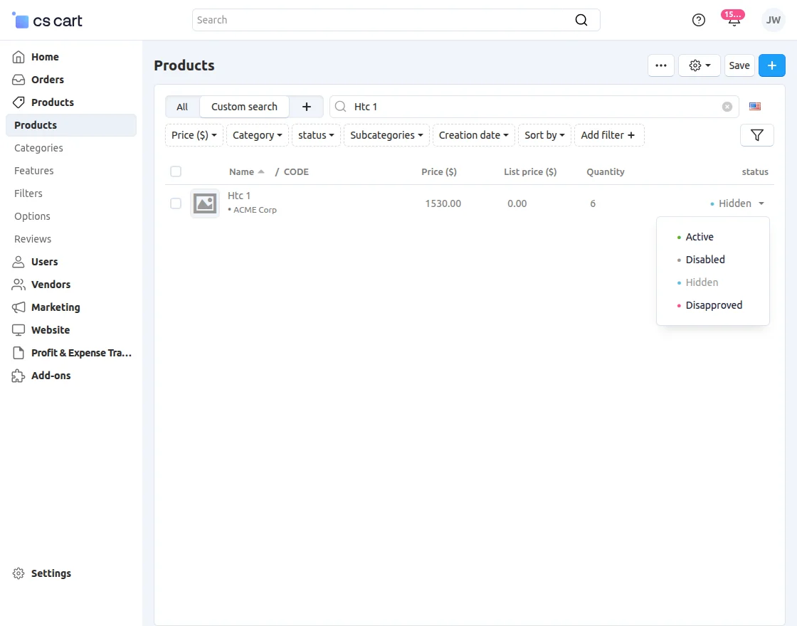 Admin Approval for product