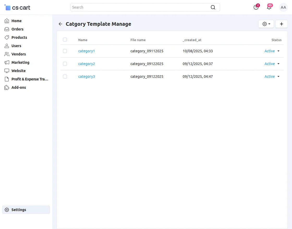 Templates management