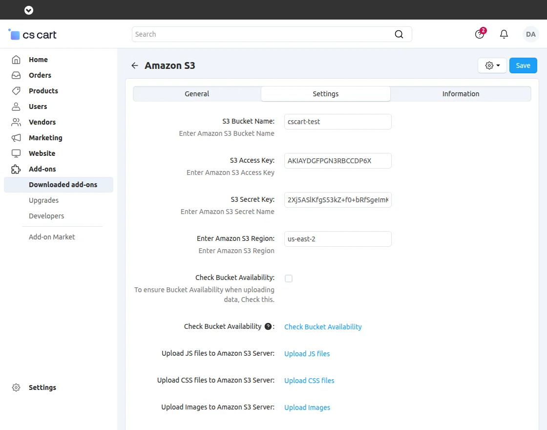 Add on configuration