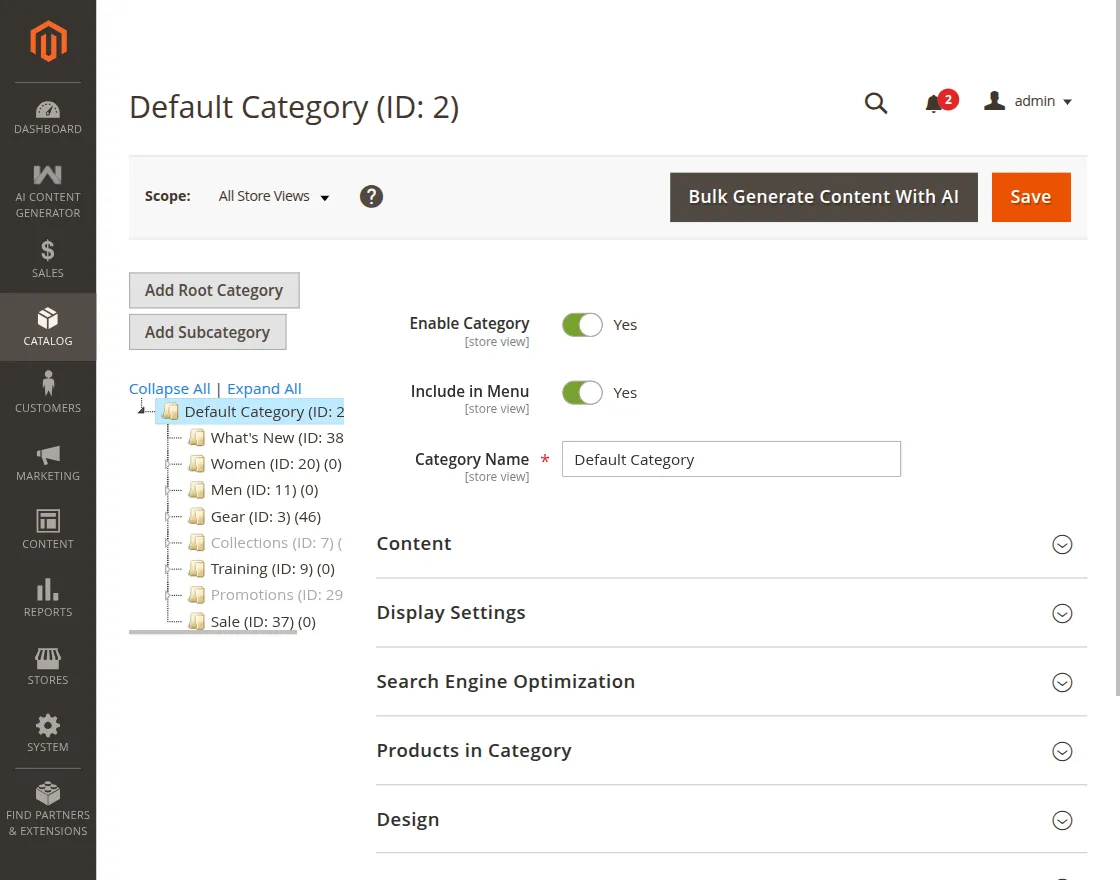 bulk generate with ai for category