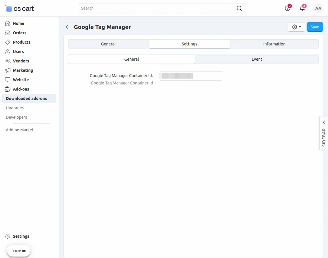 cs-cart-gtm-general-seetings-add-container-id