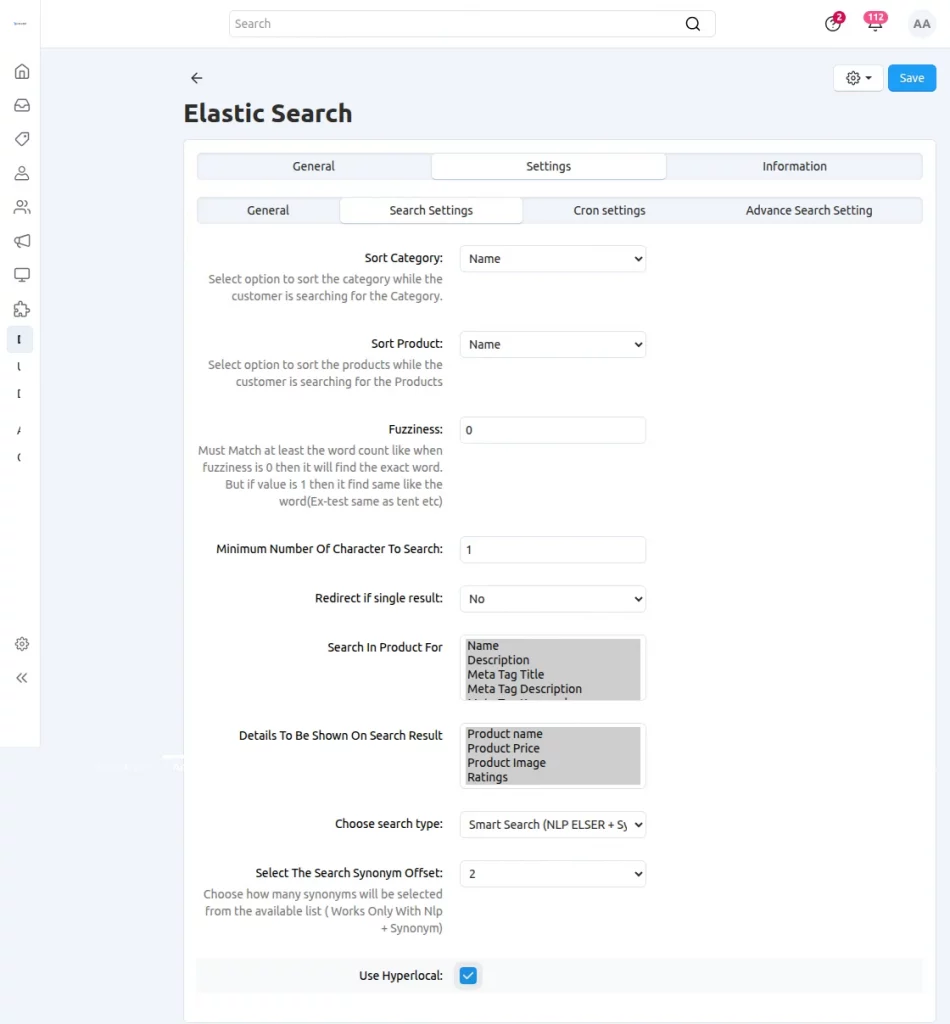 search setting