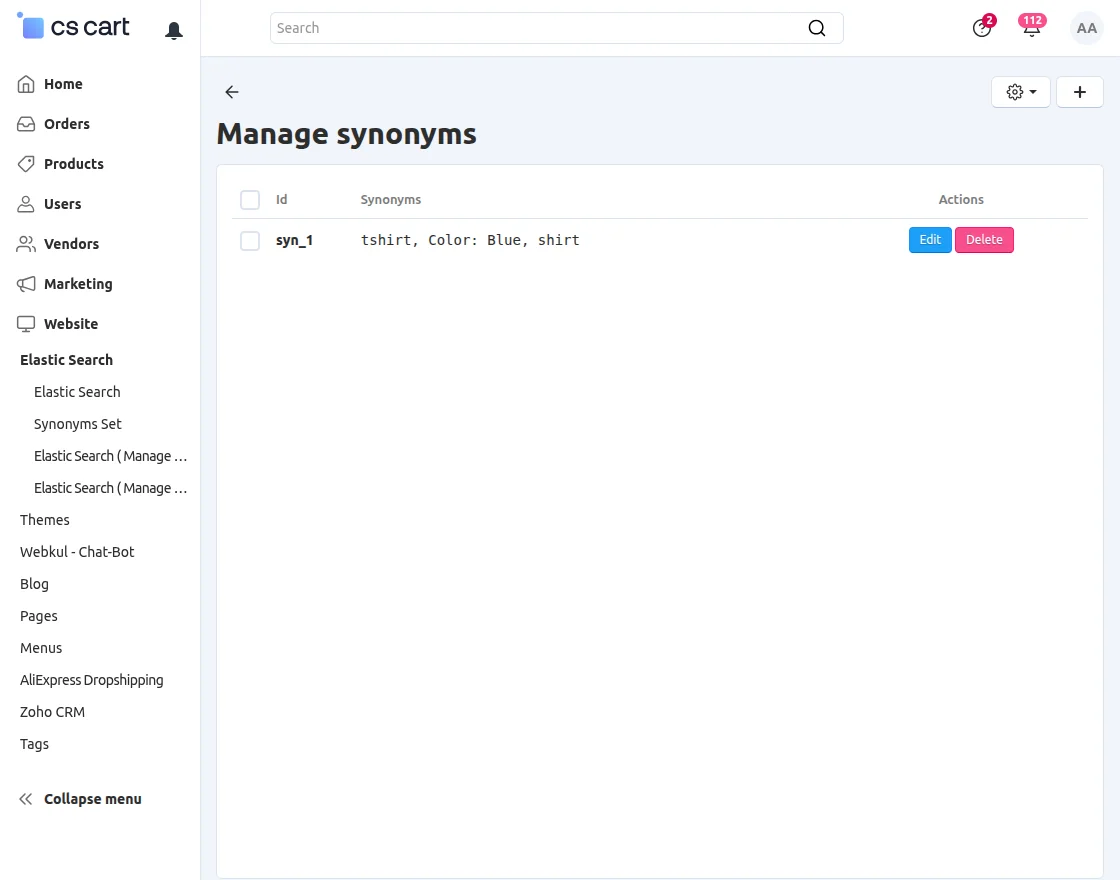 manage synonym