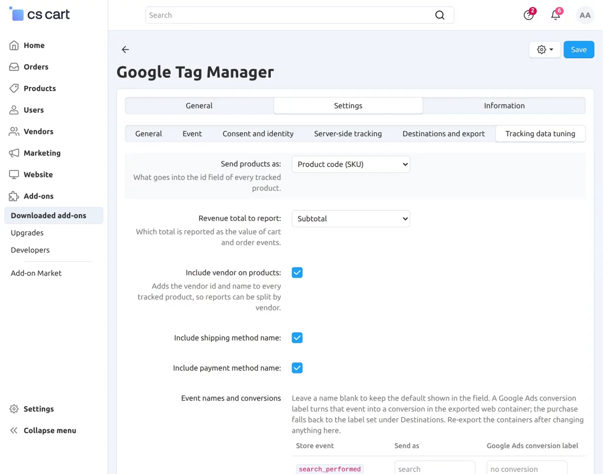 Tracking Data Tuning