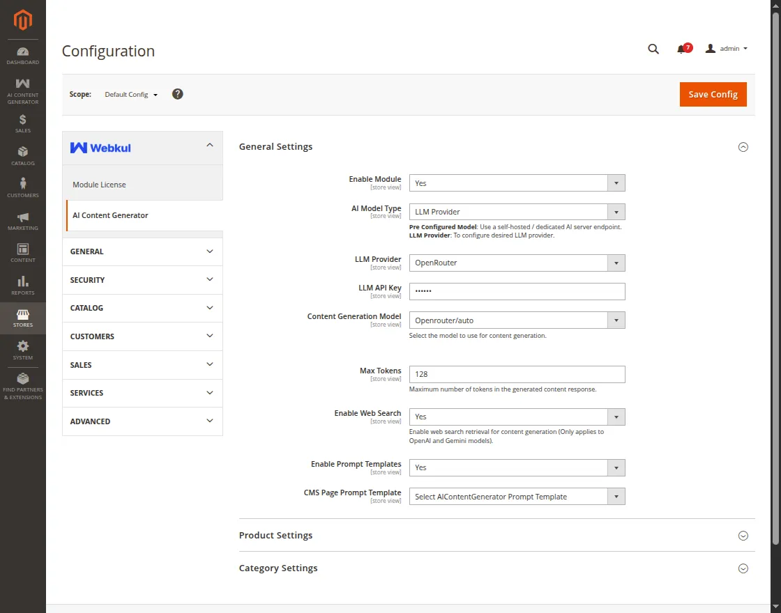 magento 2 ai content configuration