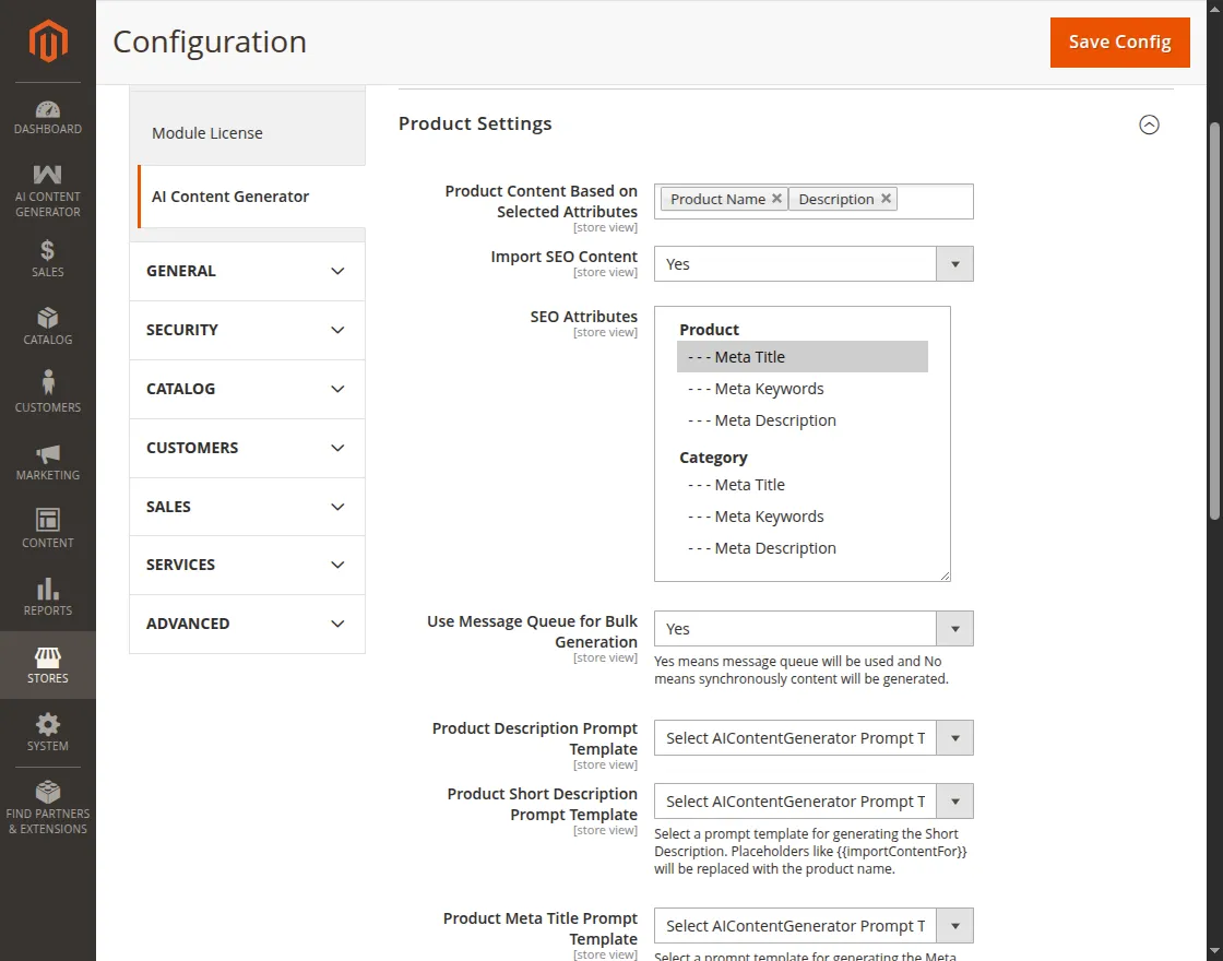 module configuration
