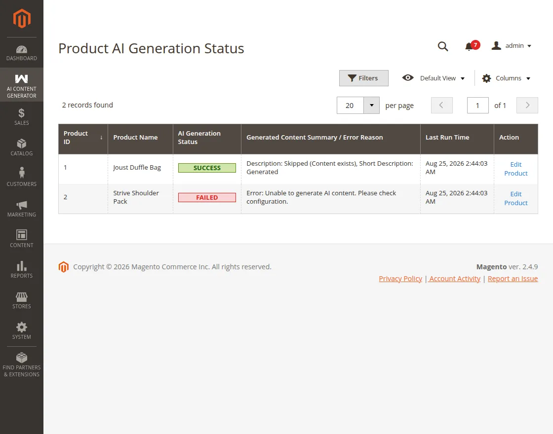 product log