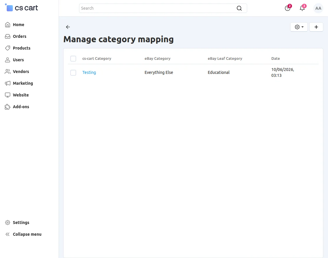 Manage Category Mapping