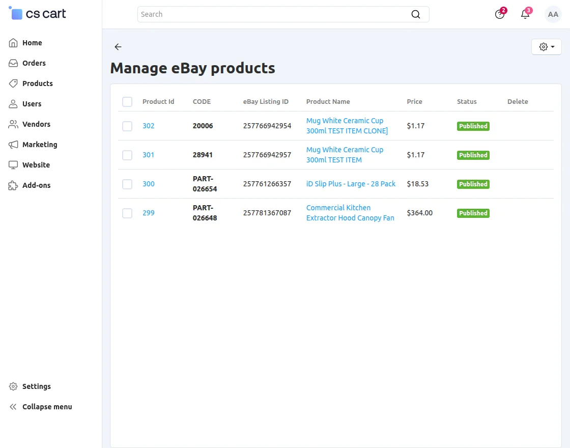 Manage eBay Products