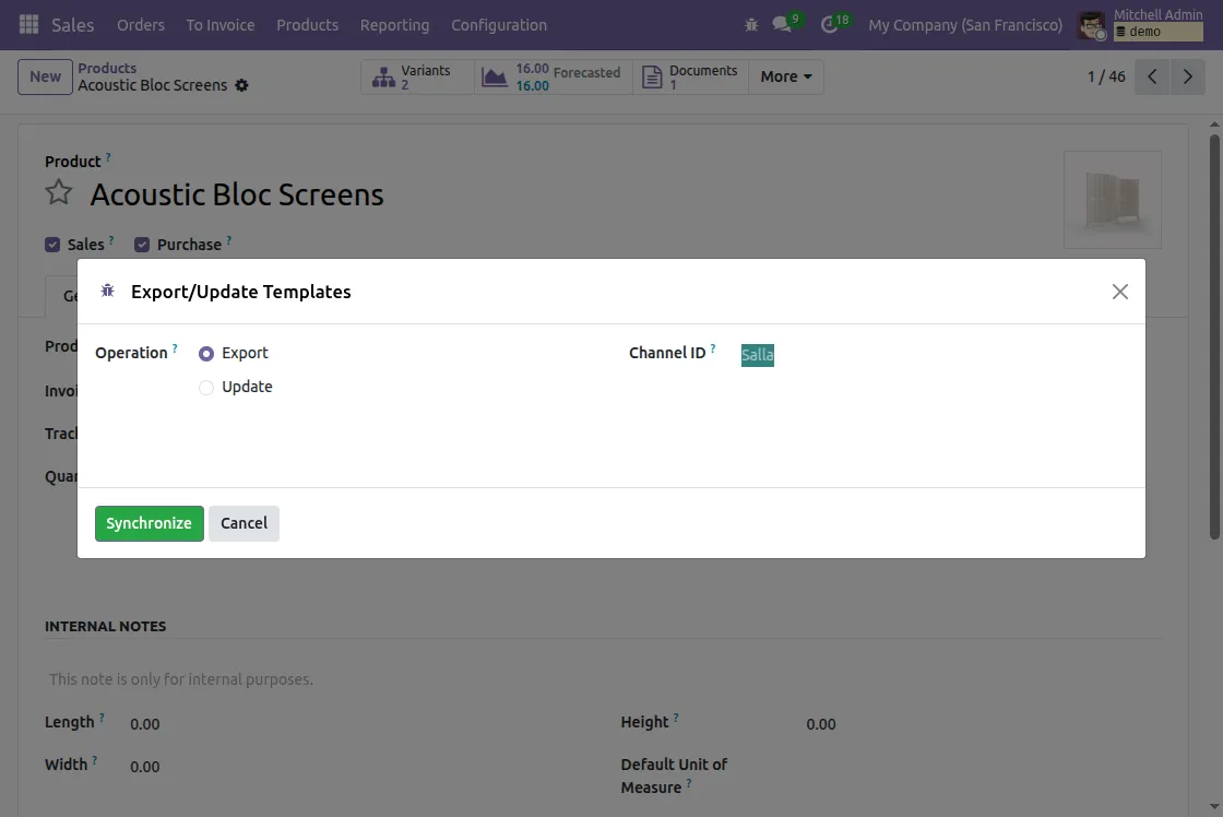 direct product synced to salla