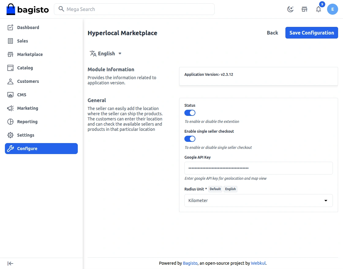 Configuration-hyperlocal-marketplace