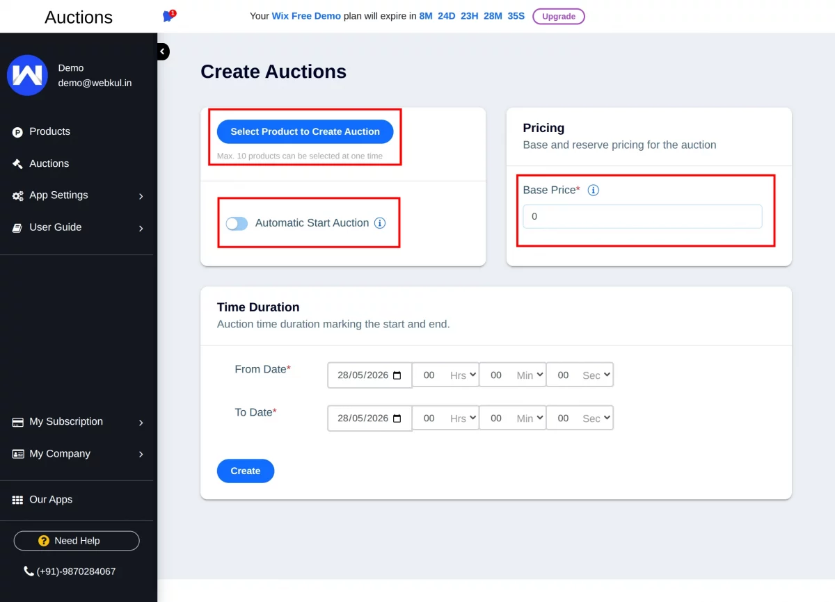 create auction
