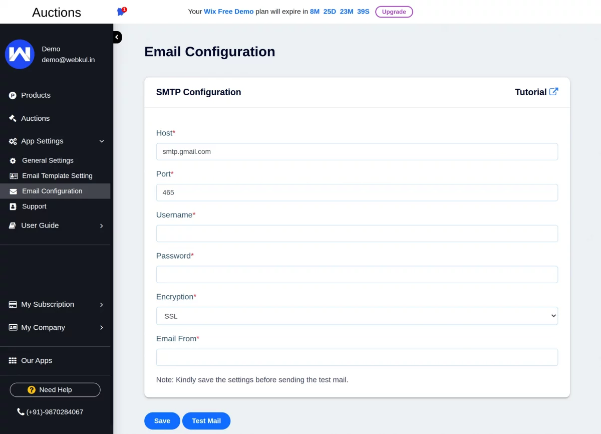email configuration