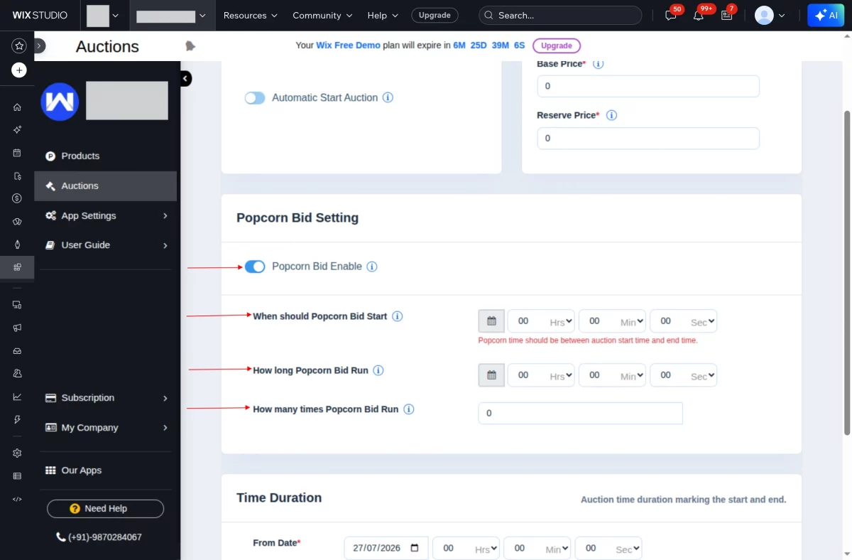 popcorn bidding fields