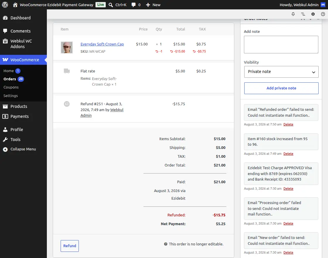 refunded