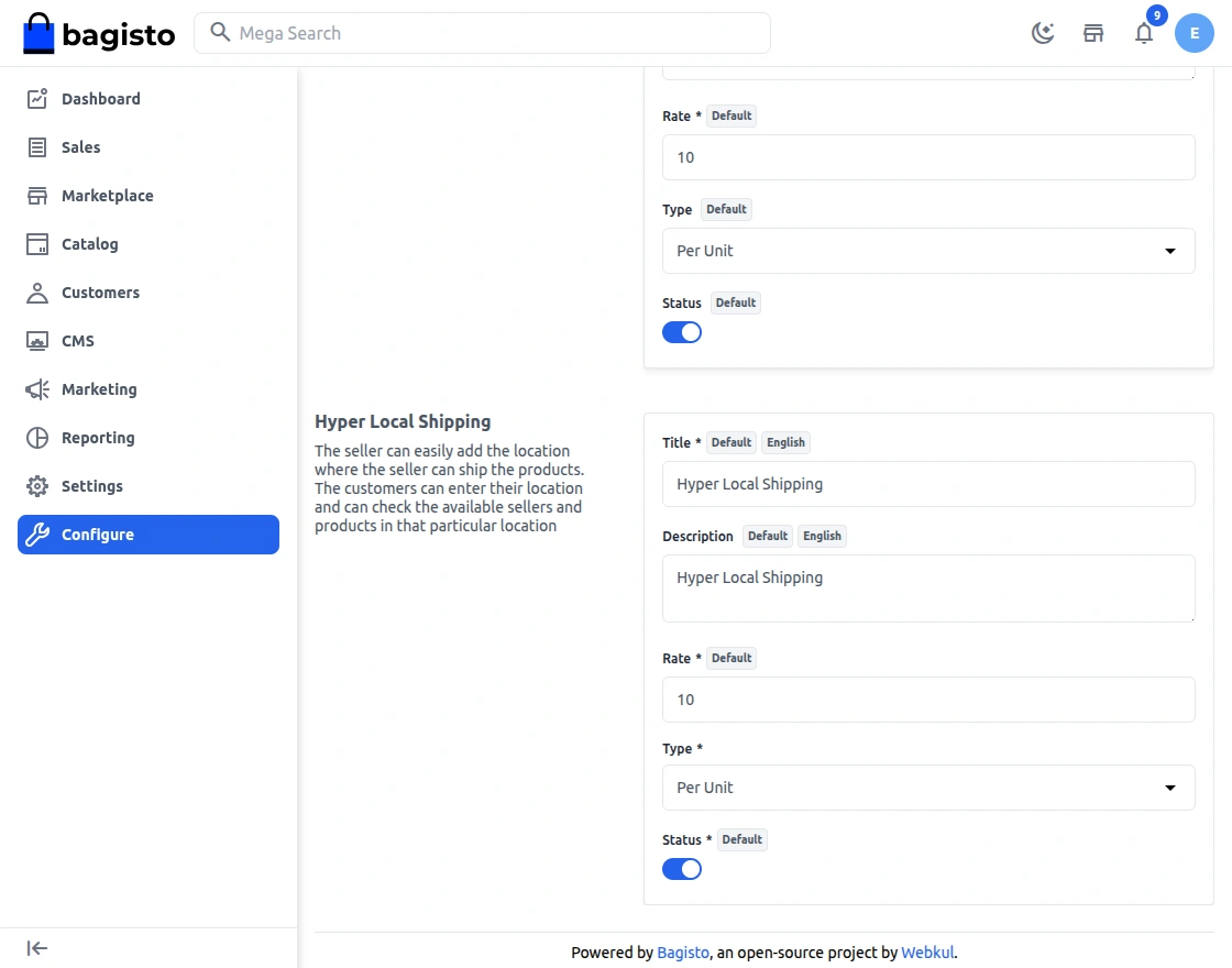 Hyper locale shipping