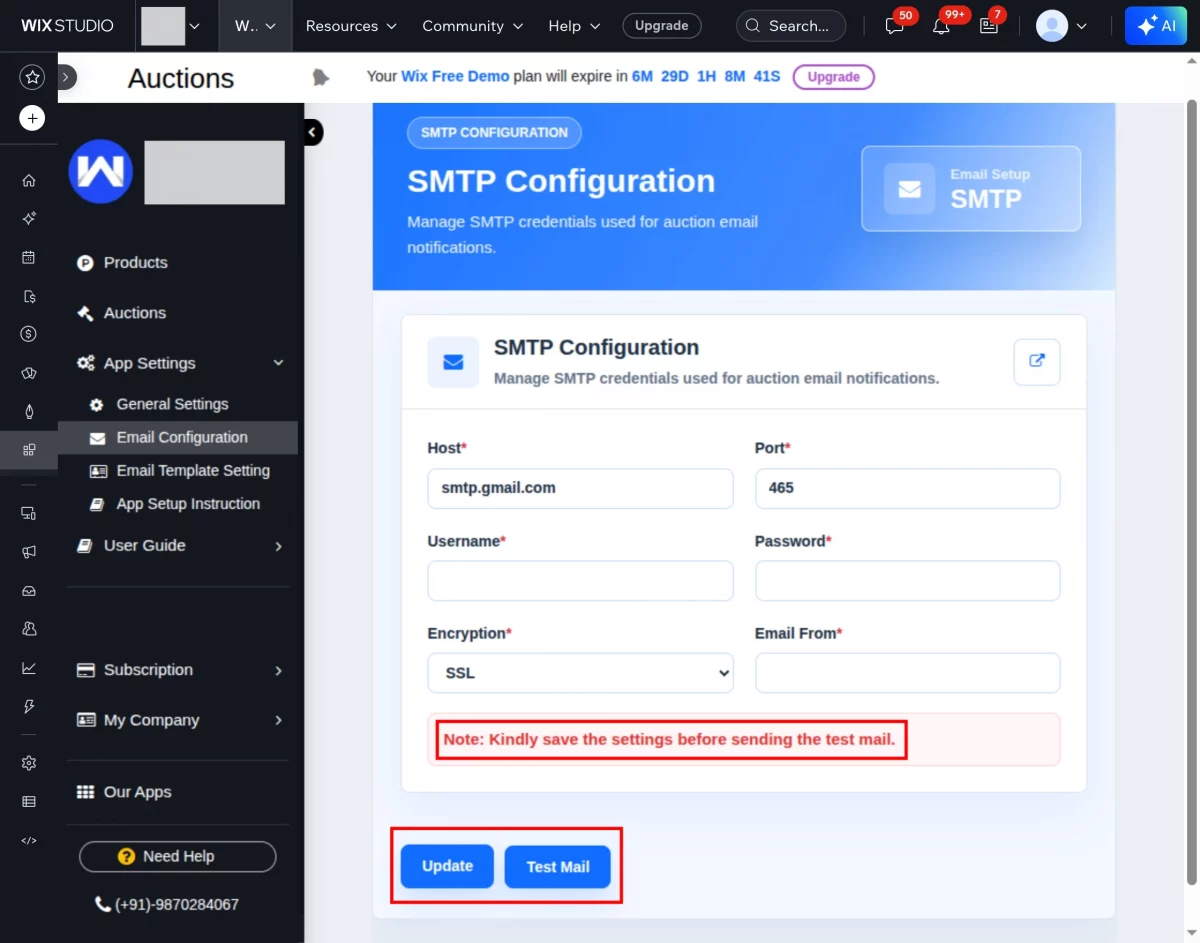 smtp configuration