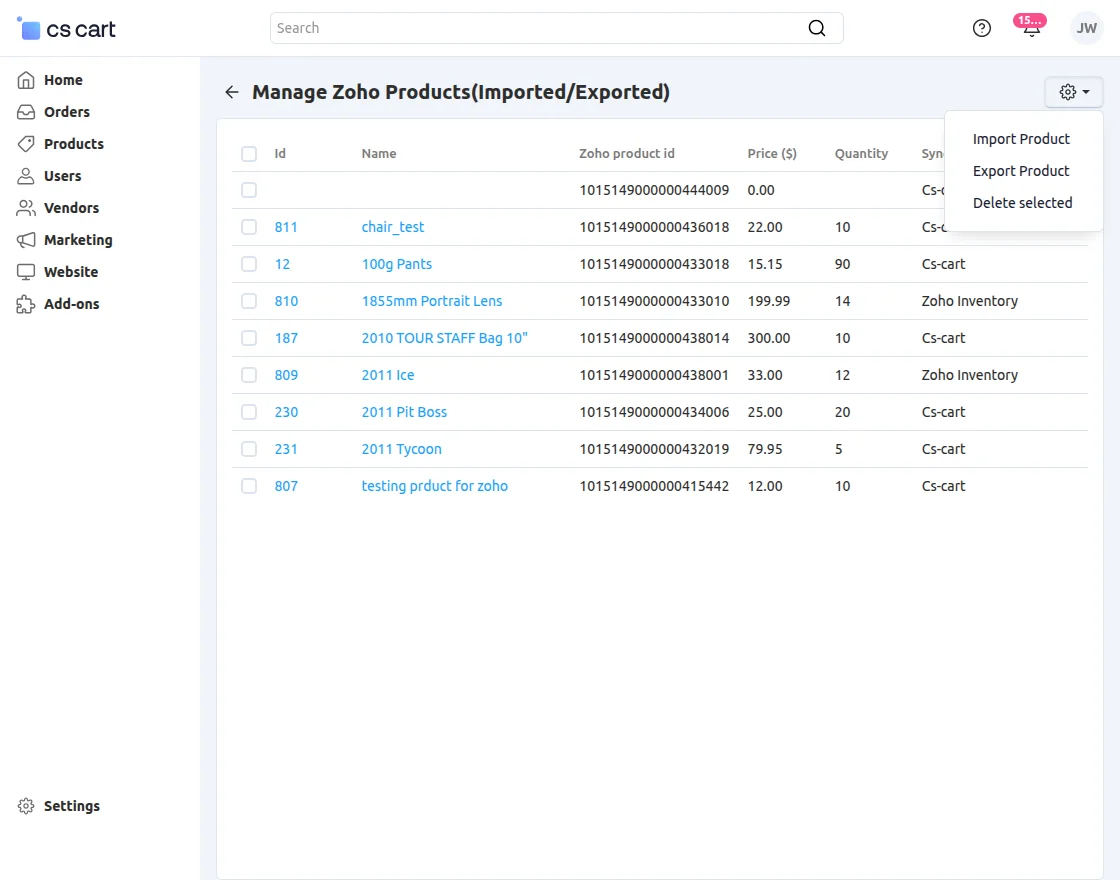 managing export-import of products