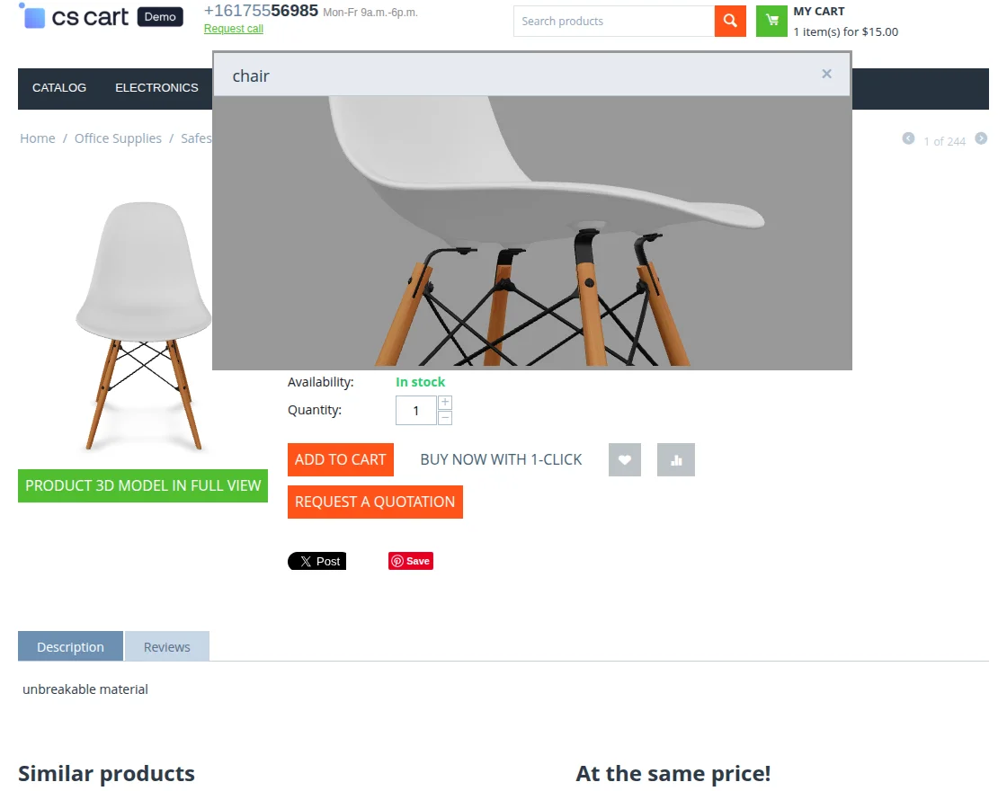 Zoom in or out the product