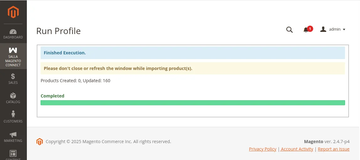 products imported. created and updated