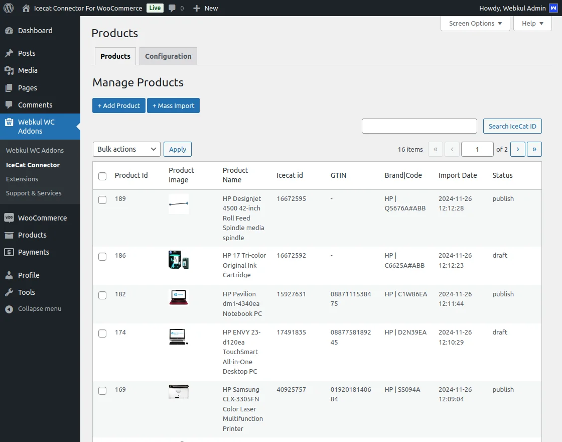 view listed products