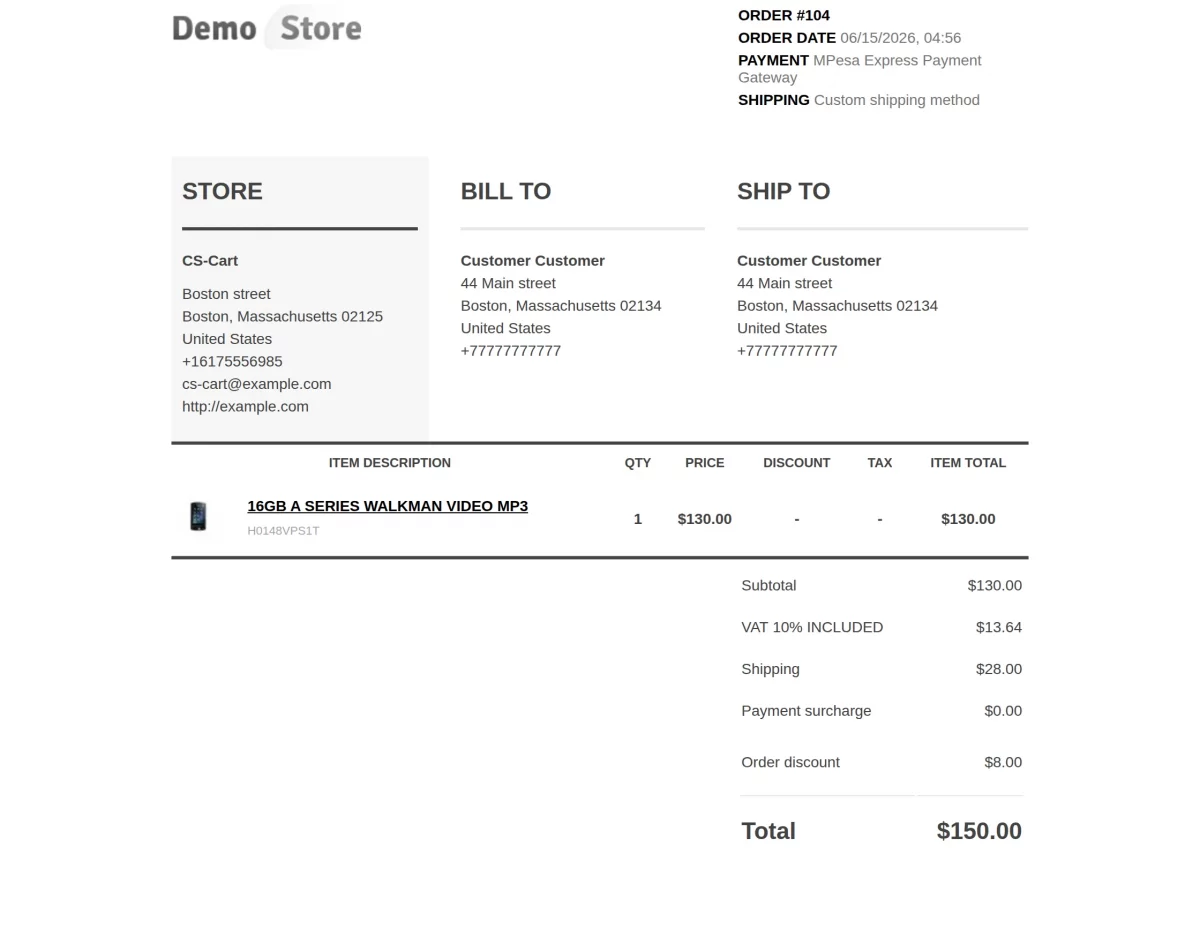 Order Invoice