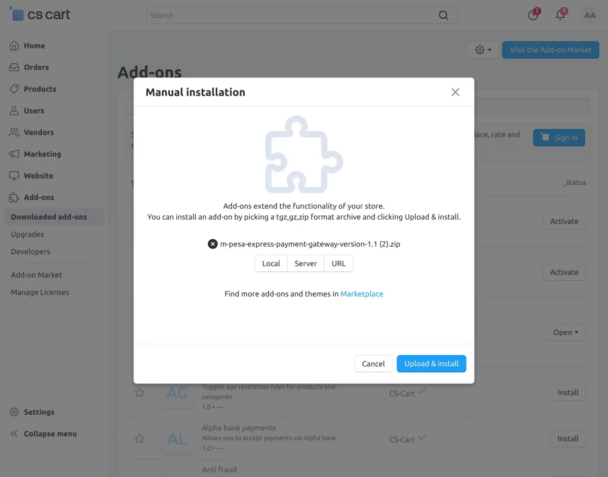 upload zip file