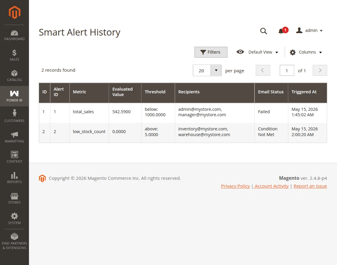 Alert Histroy