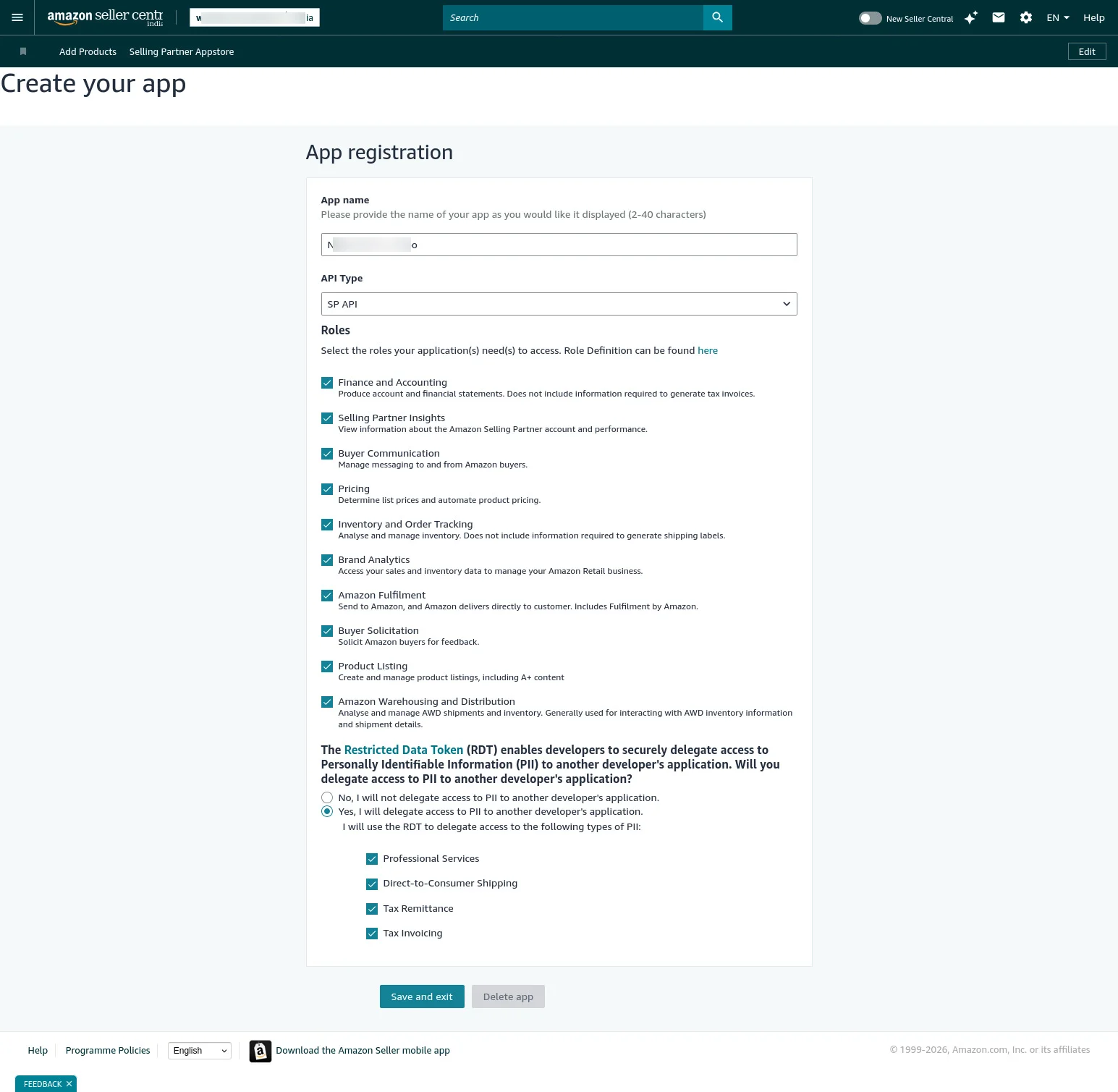 App Registeration Form