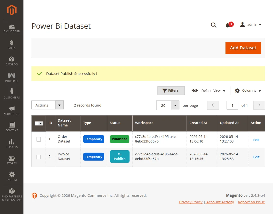 view publised dataset
