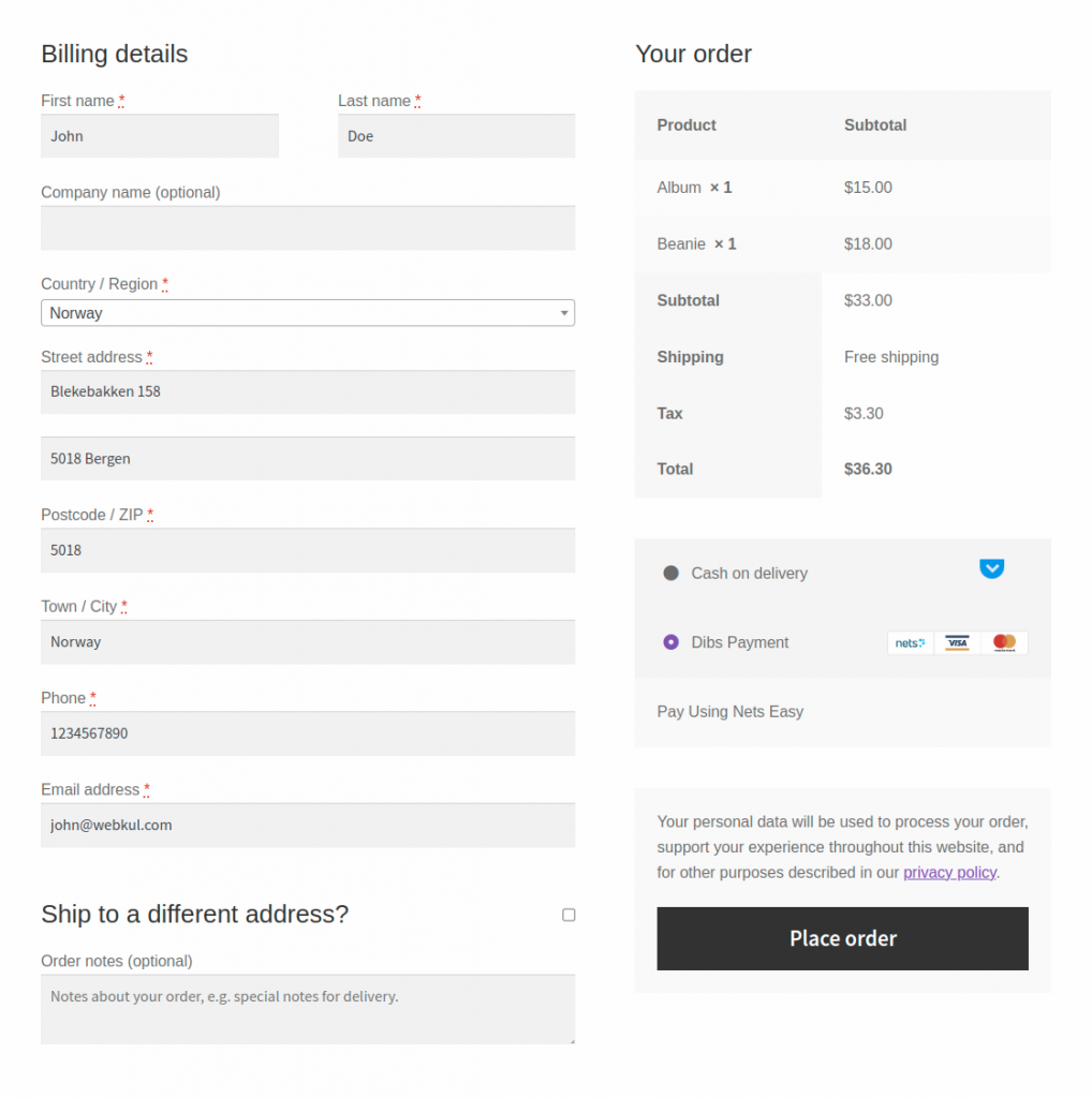 WooCommerce DIBS Payment Gateway    Customer Flow