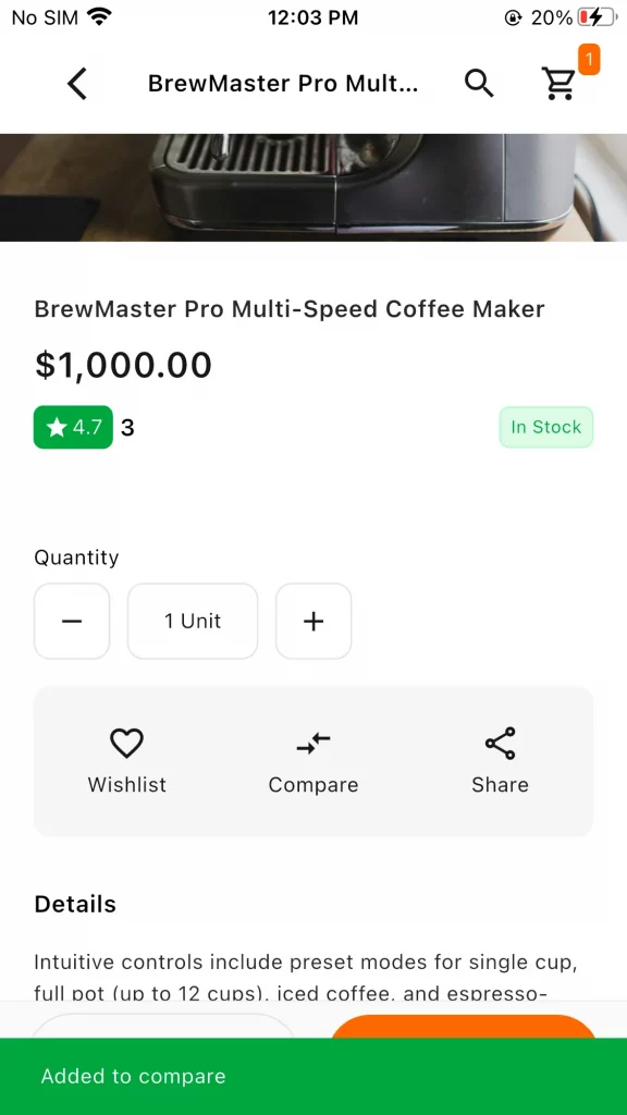 added to compare