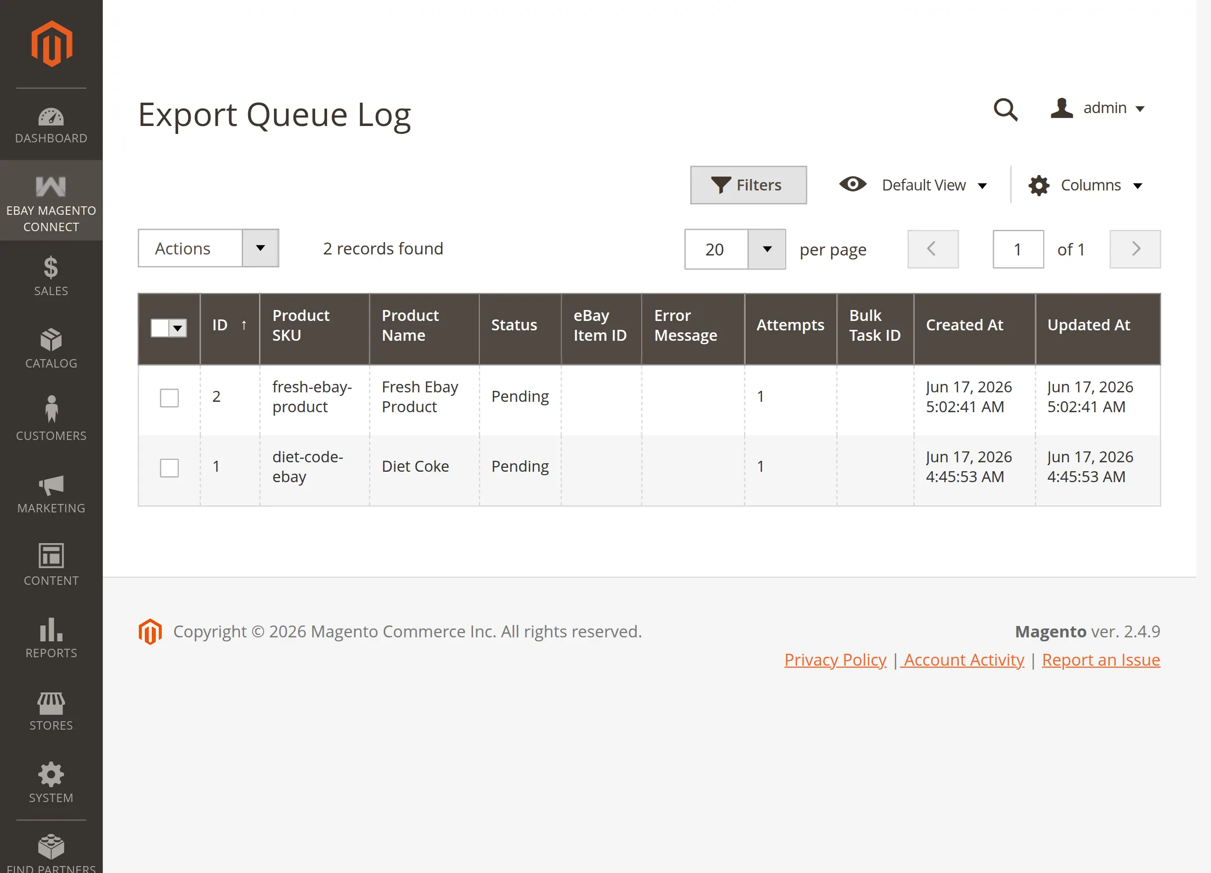 magento2_Ebaymagentoconnector_exportqueuelog