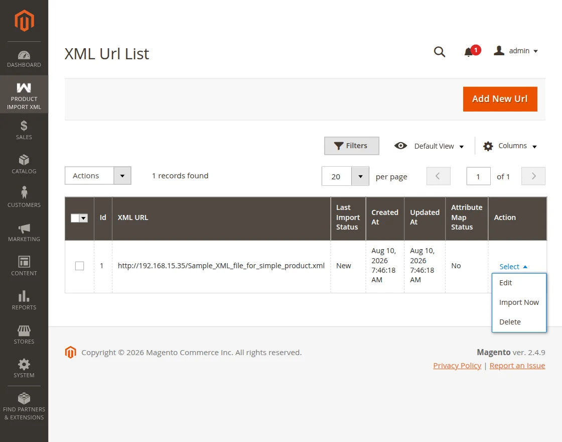 webkul magento xml url list