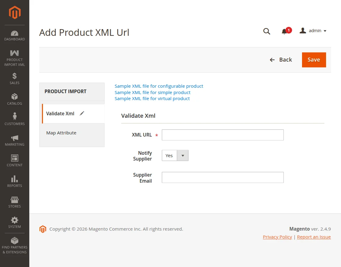 webkul magento add product xml url
