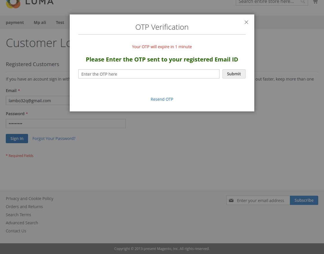 Magento 2 Firebase OTP Login OTP on Email
