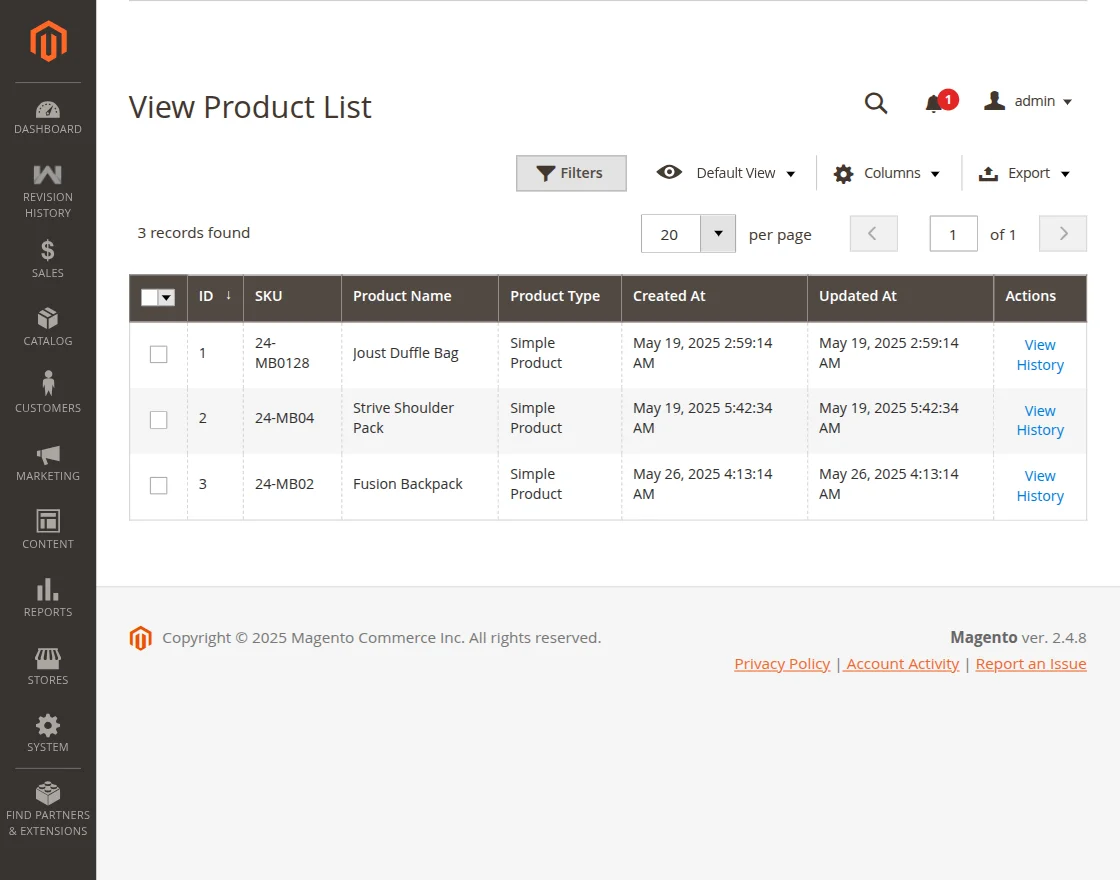 m2-product-revision-history-view-product-list