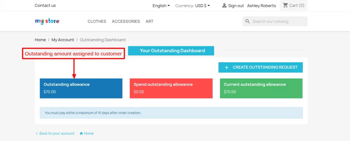 assigned outstanding amount