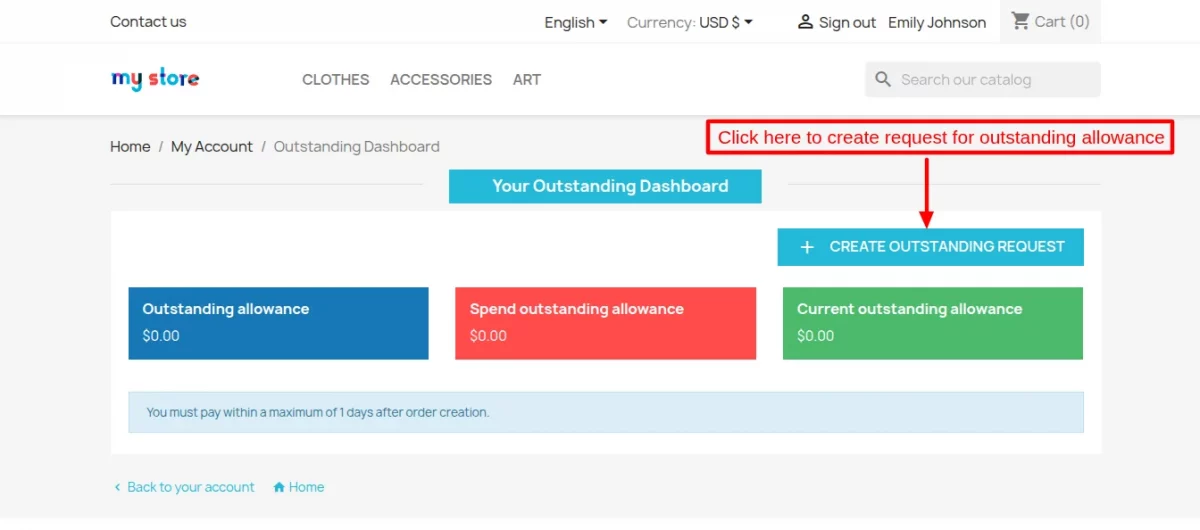 create outstanding request